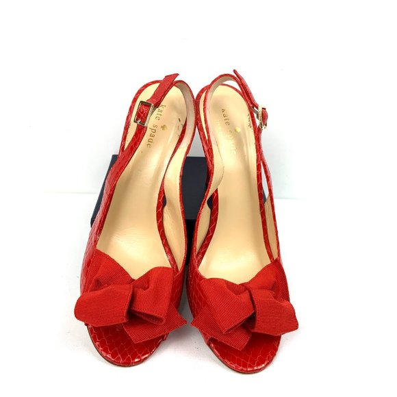 Kate Spade New York  Scarlet Red Slingback Heels Pumps Italy Sz 9 - Picture 2 of 16